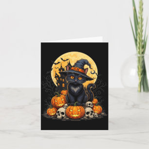 Cat Halloween Pumpkin Black Cat Black Card