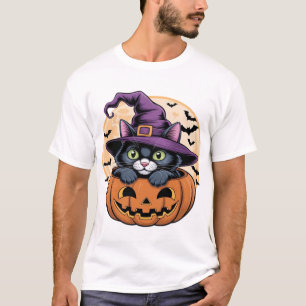 Cat Halloween Pumpkin Black Cat Oversized T-Shirt