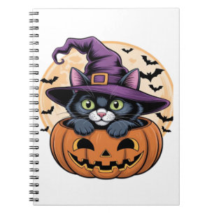 Cat Halloween Pumpkin Black Cat Oversized T-Shirt Notebook