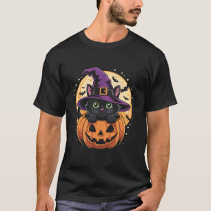 Cat Halloween Pumpkin Black Cat Scarry Spooky Gift T-Shirt