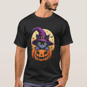 Cat Halloween Pumpkin Black Cat Scarry Spooky Gift T-Shirt