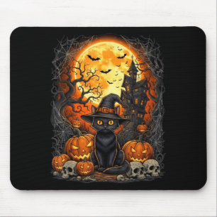 Cat Halloween Pumpkin Black Mouse Mat