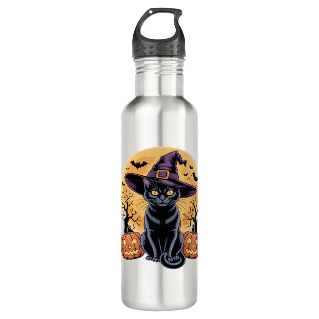 Cat Halloween Pumpkin Essential T-Shirt 710 Ml Water Bottle (Front)
