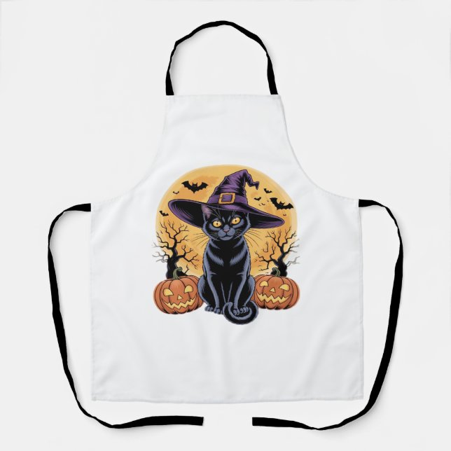 Cat Halloween Pumpkin Essential T-Shirt Apron (Front)
