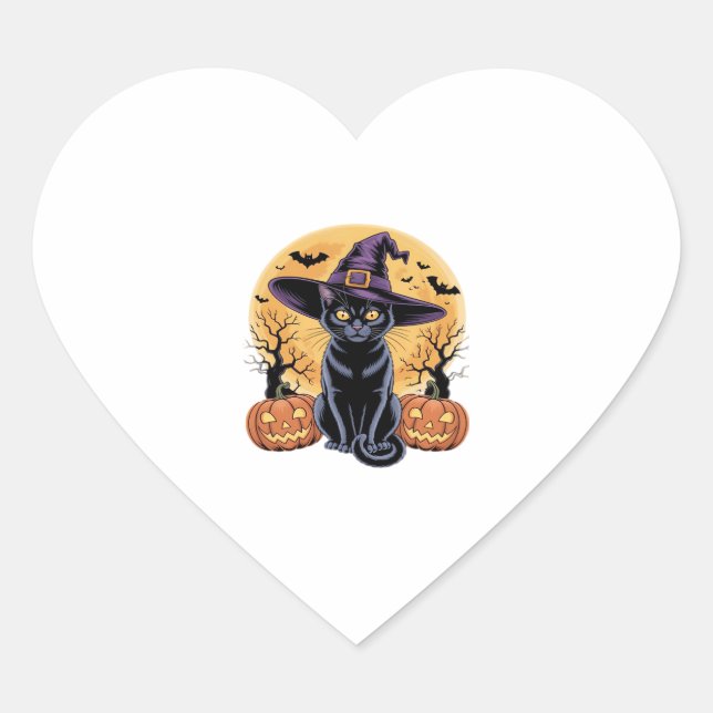Cat Halloween Pumpkin Essential T-Shirt Heart Sticker (Front)
