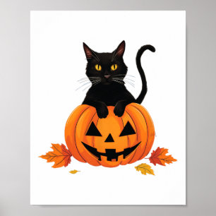 Cat Halloween Pumpkin For Women Men Kids 1 Poster