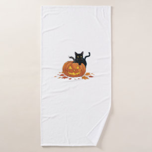 Cat Halloween Pumpkin For Women Men Kids  Bath Towel