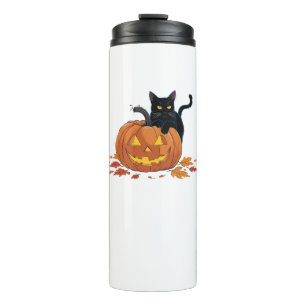 Cat Halloween Pumpkin For Women Men Kids Thermal Tumbler