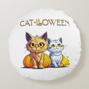Cat Halloween Round Cushion