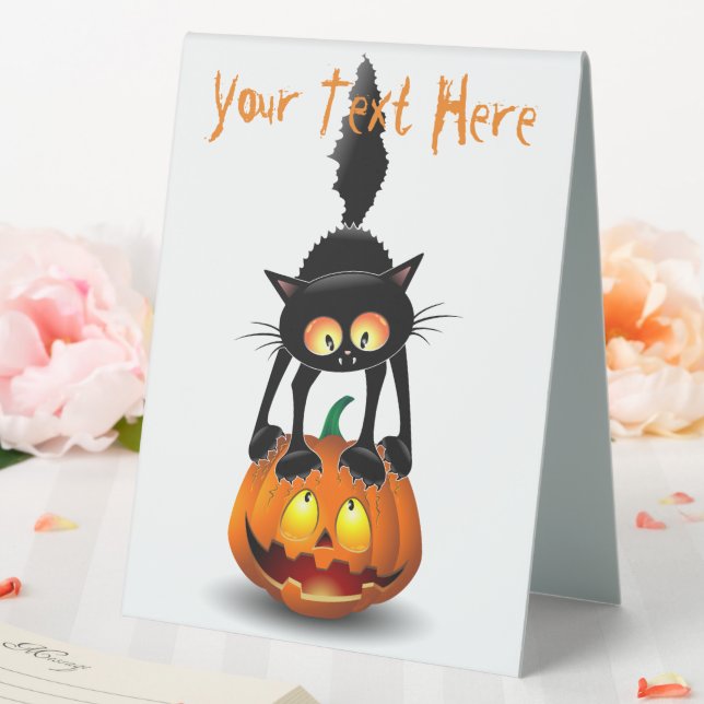 Cat Halloween Scared Cartoon on Pumpkin (In SItu (Wedding))