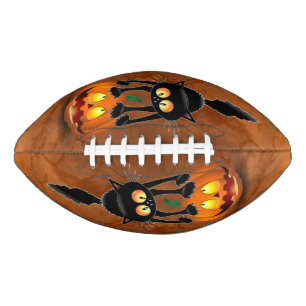 Cat Halloween Scared Cartoon on Pumpkin American Football
