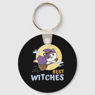 Cat Halloween Witch Children Witches Best Witches Key Ring
