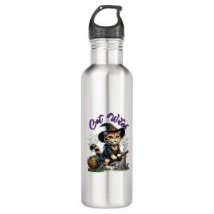 Cat Halloween Witch Costume Farmer Family Kids Tod 710 Ml Water Bottle