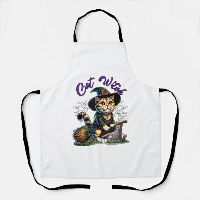 Cat Halloween Witch Costume Farmer Family Kids Tod Apron (Front)