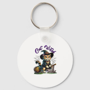 Cat Halloween Witch Costume Farmer Family Kids Tod Key Ring