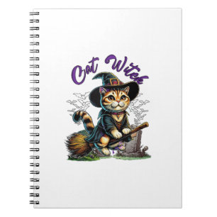 Cat Halloween Witch Costume Farmer Family Kids Tod Notebook