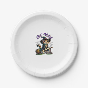 Cat Halloween Witch Costume Farmer Family Kids Tod Paper Plate