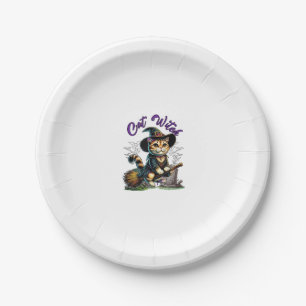 Cat Halloween Witch Costume Farmer Family Kids Tod Paper Plate