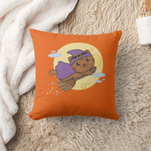 Cat Halloween Witch Kids Witch Costume Cushion