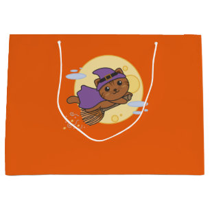 Cat Halloween Witch Kids Witch Costume Large Gift Bag