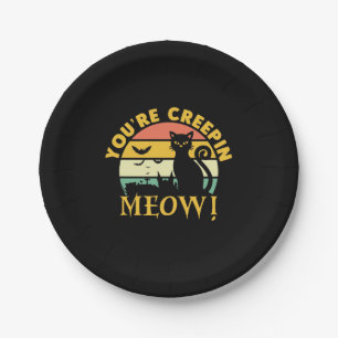 Cat Halloween You Are Creepin Meow Paper Plate