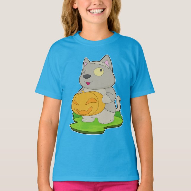Cat Halloween Zombie T-Shirt (Front)