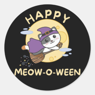 Cat Happy Halloween Happy Meow-o-ween Classic Roun Classic Round Sticker
