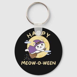 Cat Happy Halloween Happy Meow-o-ween Keychain
