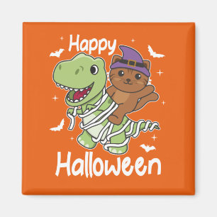 Cat Happy Halloween T-rex Mummy Costume Magnet