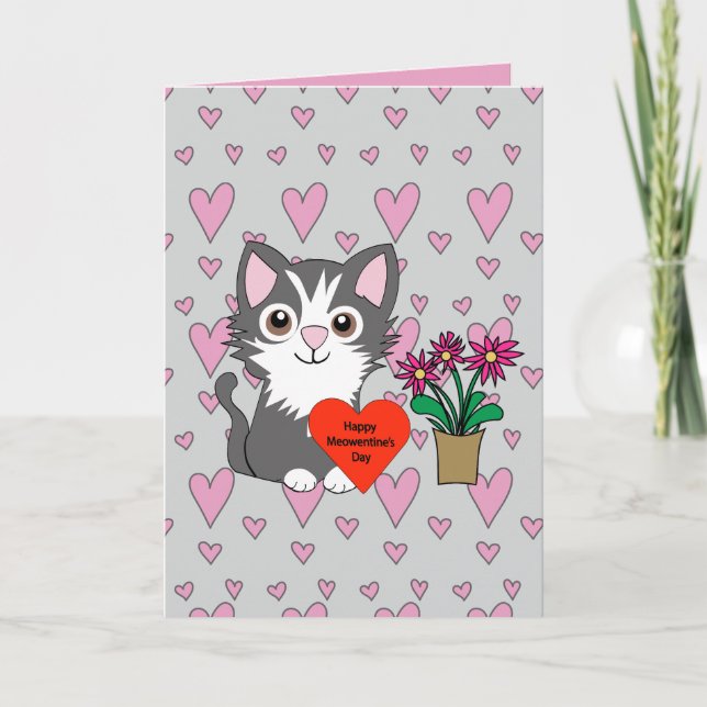 Cat Happy Meowentines Day Card (Front)