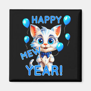 Cat Happy New Year Mew Year Funny New Years Party Magnet