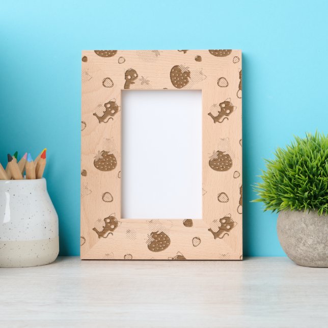 Cat Happy Pink Strawberry Cats Etched Frames (Front)