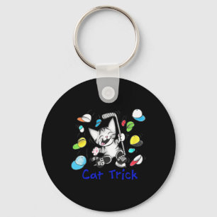 Cat Hat Trick Ice Hockey Goal Scoring Kitten Kitty Key Ring