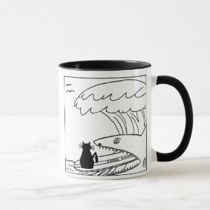 Cat Hater Surfing Cartoon Mug