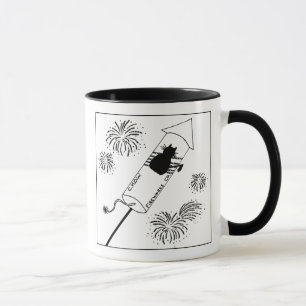 Cat Haters Fireworks Cartoon Mug