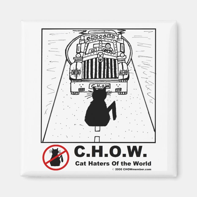 Cat Haters Truck Cartoon Magnet (Front)