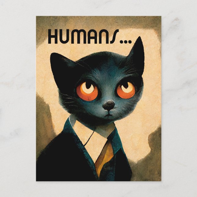 Cat Hates Humans | Humoristic Art For Cat Lovers Postcard (Front)