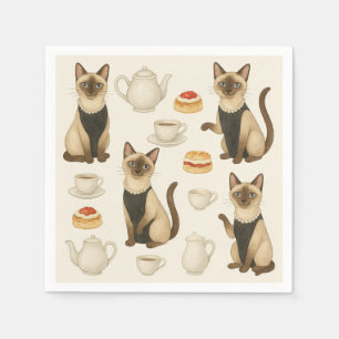 Cat  having  Afternoon Tea Party London England Napkin
