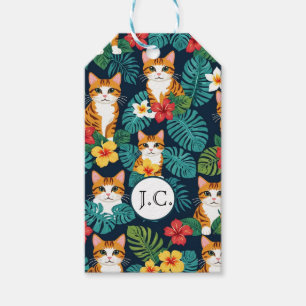 Cat Hawaiian shirt style pattern tropical ginger Gift Tags