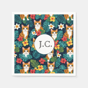 Cat Hawaiian shirt style pattern tropical ginger Napkin