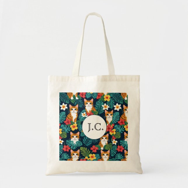Cat Hawaiian shirt style pattern tropical ginger Tote Bag (Front)