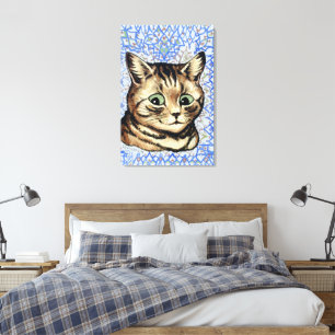 Cat head drawing by Louis Wain Canvas Print