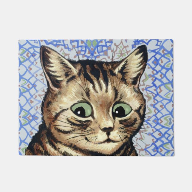 Cat head drawing by Louis Wain  Doormat (Front)