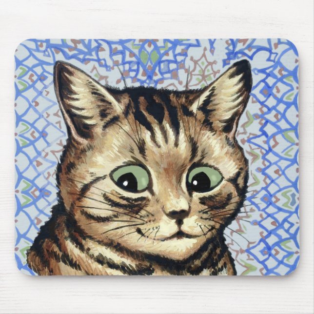 Cat head drawing by Louis Wain  Mouse Mat (Front)