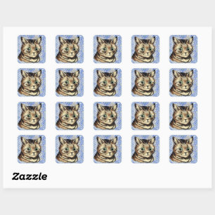 Cat head drawing by Louis Wain Square Sticker