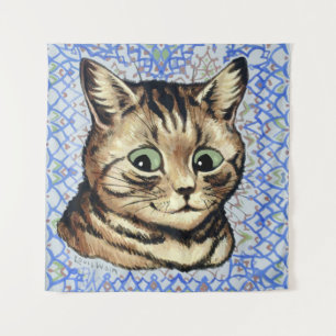Cat head drawing by Louis Wain Tapestry