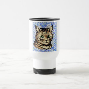 Cat head drawing by Louis Wain Travel Mug