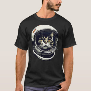 Cat Head in Astronaut Helmet Cat in Space T-Shirt