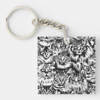 Cat Head Pattern Key Ring