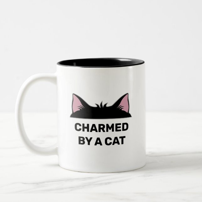Cat Head & Personalised Funny Cat Quote Two-Tone Coffee Mug (Left)